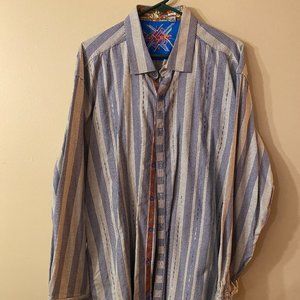 Robert Graham Dress Shirt, Men's Size 3XL/3TG - Blue Design
